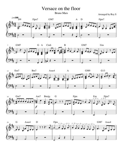 versace piano sheet music.